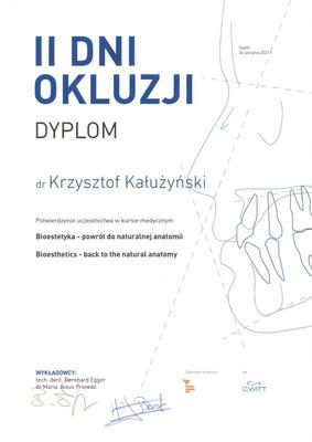 Certyfikat Krzysztofa Kałużyńskiego