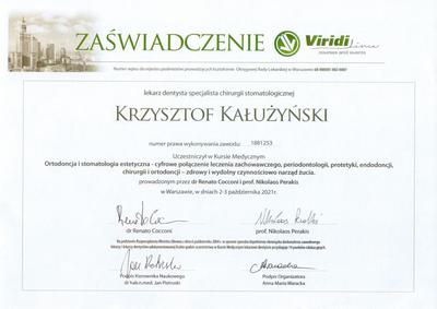 Certyfikat Krzysztofa Kałużyńskiego
