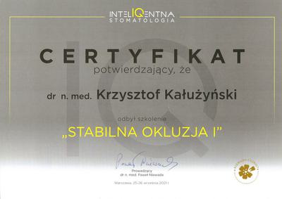 Certyfikat Krzysztofa Kałużyńskiego