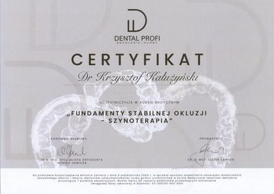 Certyfikat Krzysztofa Kałużyńskiego