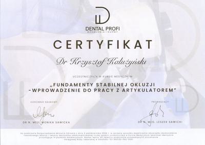 Certyfikat Krzysztofa Kałużyńskiego