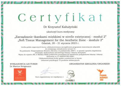 Certyfikat Krzysztofa Kałużyńskiego