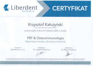 Certyfikat Krzysztofa Kałużyńskiego
