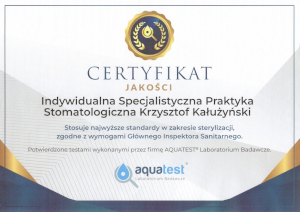 Certyfikat Krzysztofa Kałużyńskiego