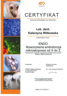 Certyfikat Katarzyna Witkowska