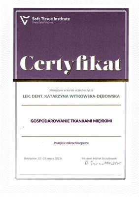 Certyfikat Katarzyna Witkowska