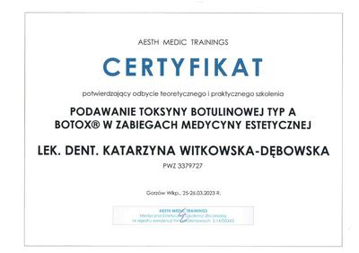 Certyfikat Katarzyna Witkowska