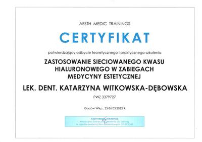 Certyfikat Katarzyna Witkowska