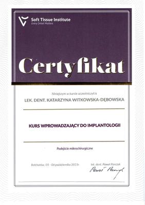 Certyfikat Katarzyna Witkowska