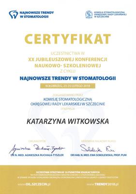 Certyfikat Katarzyna Witkowska