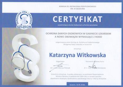 Certyfikat Katarzyna Witkowska