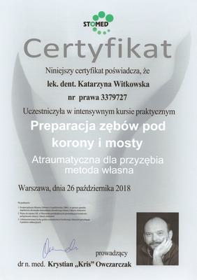 Certyfikat Katarzyna Witkowska