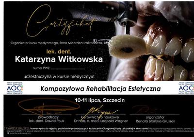 Certyfikat Katarzyna Witkowska