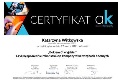Certyfikat Katarzyna Witkowska