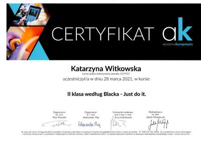 Certyfikat Katarzyna Witkowska