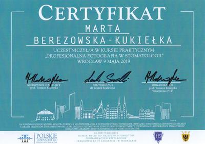 Certyfikat Marty Berezowskiej Kukiełka