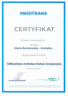 Certyfikat Marty Berezowskiej Kukiełka