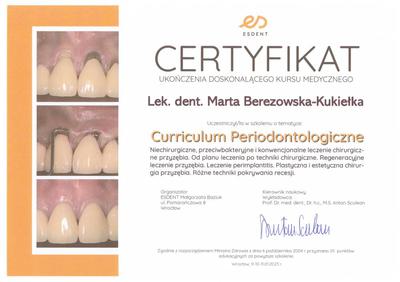 Certyfikat Marty Berezowskiej Kukiełka