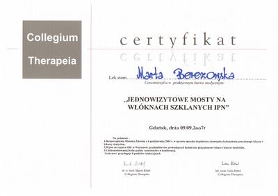 Certyfikat Marty Berezowskiej Kukiełka