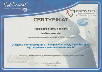 Certyfikat Asystentki