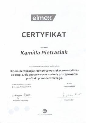 Certyfikat Asystentki