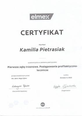 Certyfikat Asystentki