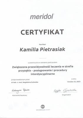 Certyfikat Asystentki