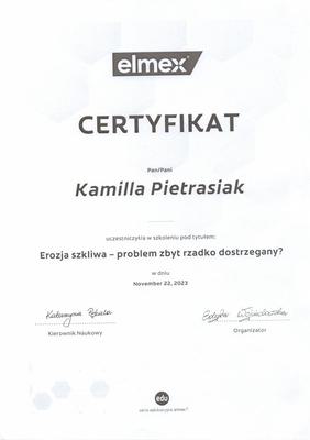 Certyfikat Asystentki