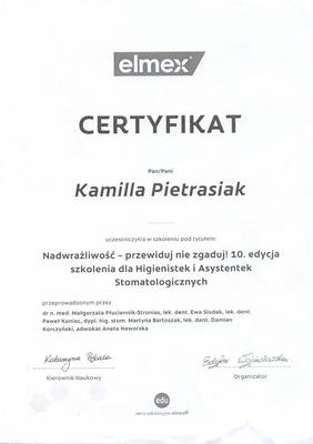Certyfikat Asystentki
